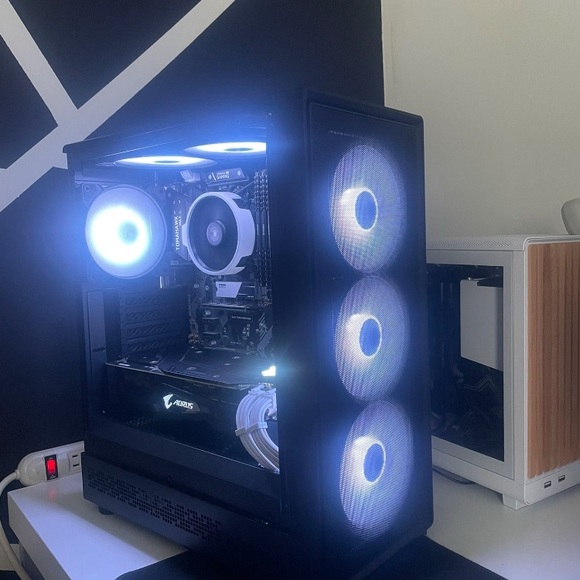 Black Gaming PC Tower with LED Fans
